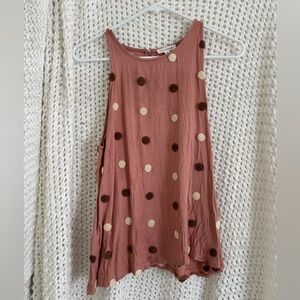 Blu Pepper Dusty Rose Sleeveless Tank with Cream Pom Detail